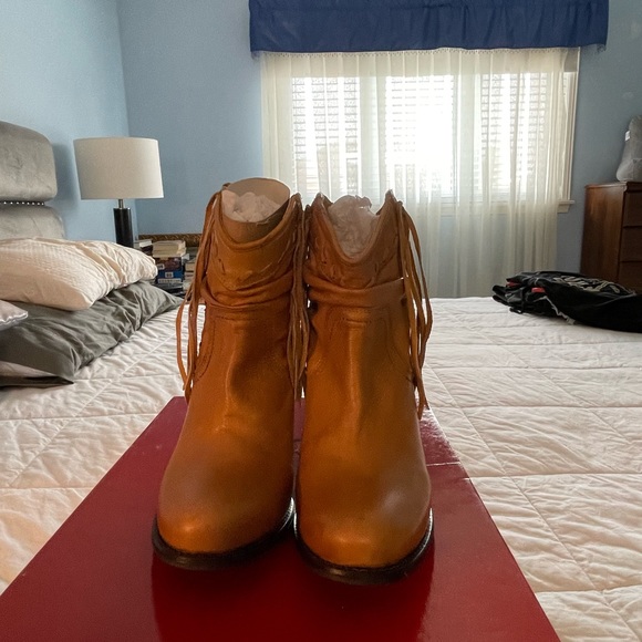 Naughty Monkey Brown Fringe Heeled Boots - Picture 2 of 4